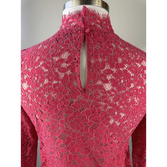 J. Crew Scalloped Lace Mock Neck Long Sleeve Sheer Top BN027 Pink Women's Size 6 - Picture 14 of 16